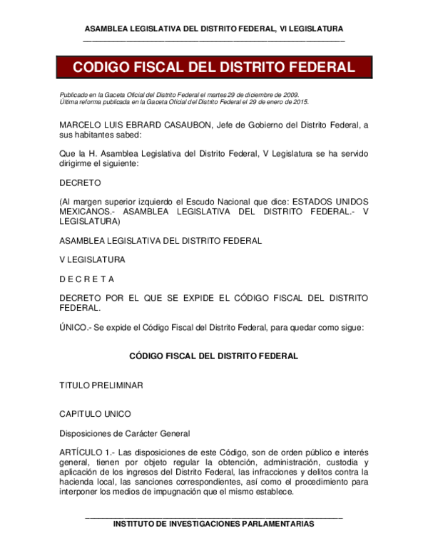 (PDF) CODIGO FISCAL DEL DISTRITO FEDERAL