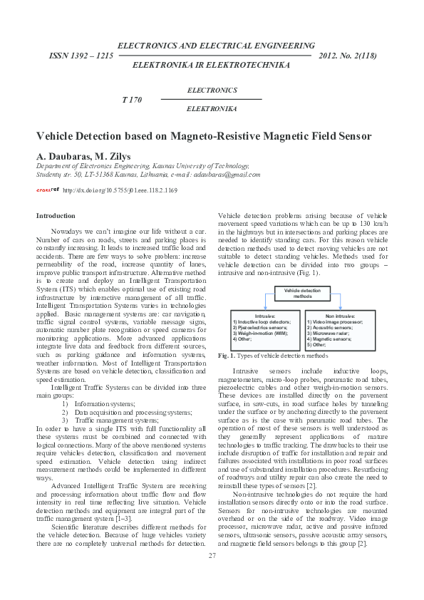 (PDF) Vehicle Detection based on Magneto-Resistive Magnetic Field Sensor