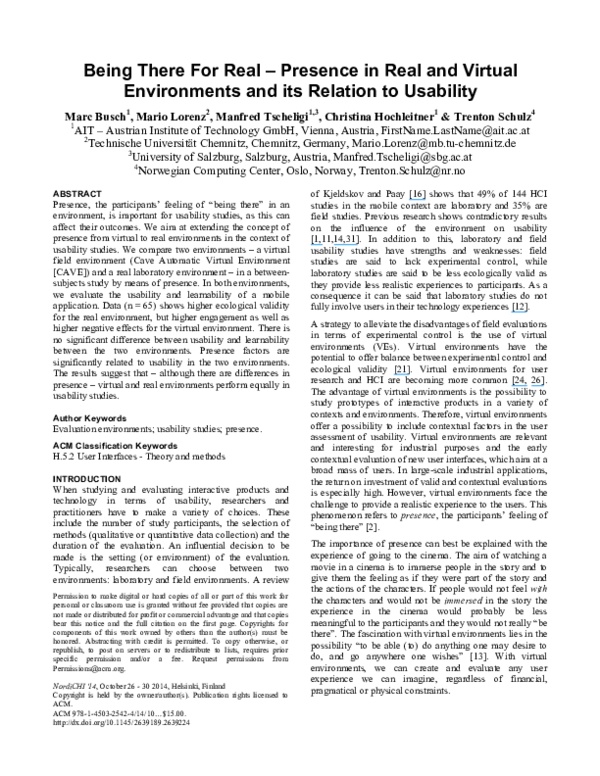 (PDF) Being there for real