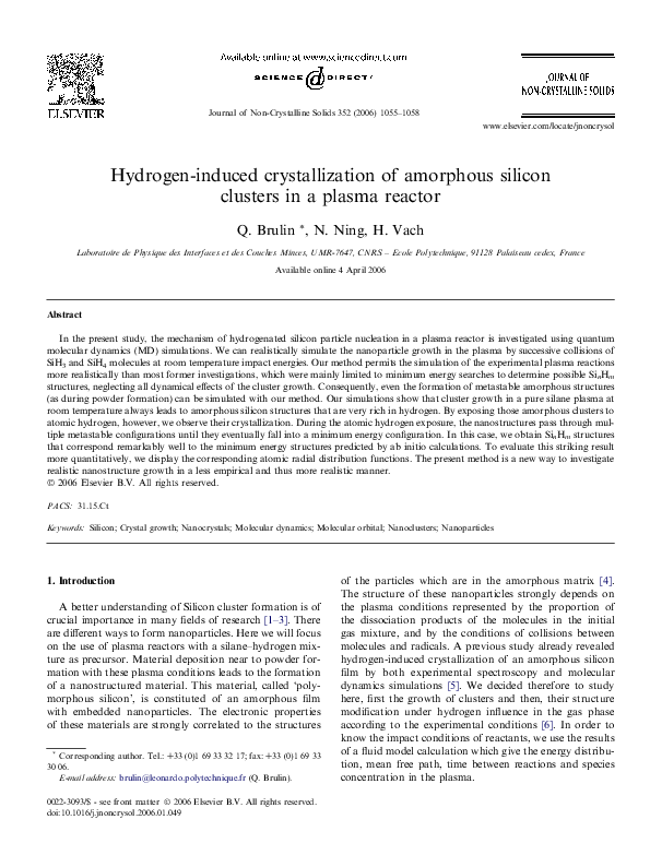 (PDF) Hydrogen-induced crystallization of amorphous silicon thin films ...