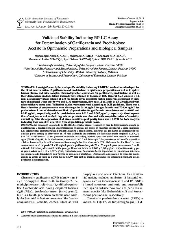 (PDF) Validated Stability Indicating RP-LC Assay for Determination of ...