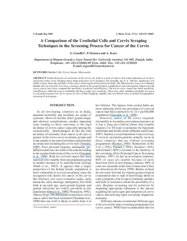 (PDF) A comparison of the urothelial cells and cervix scraping