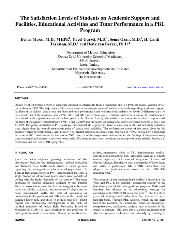 (PDF) The Satisfaction Levels of Students on Academic Support and ...