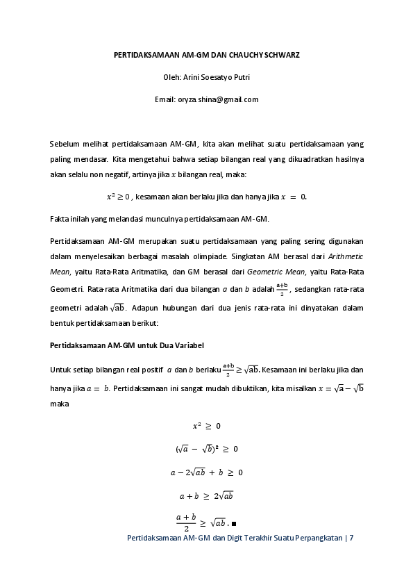 Pdf Ketaksamaan Am Gm Dan Digit Terakhir Suatu Perpangkatan Arini Soesatyo Putri Academia Edu