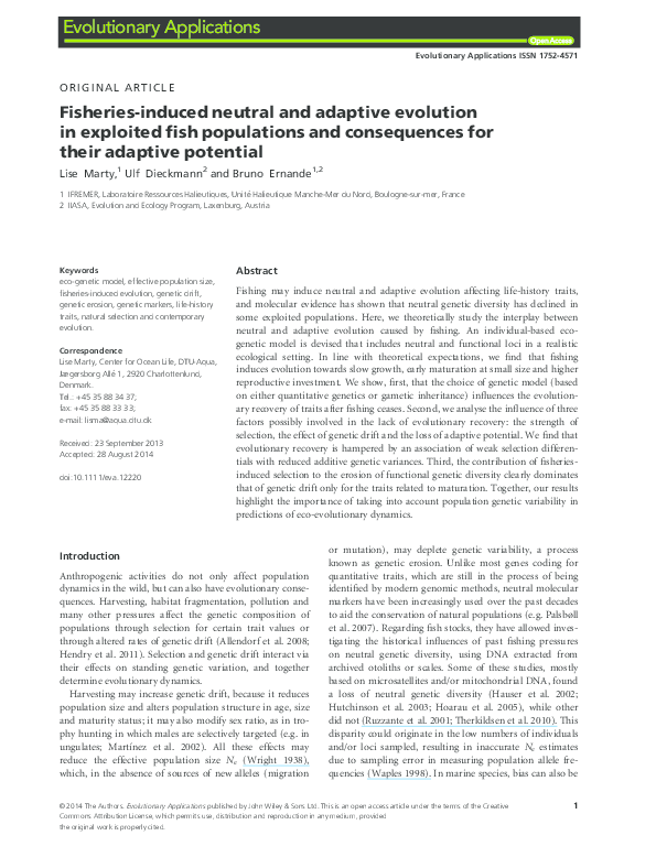 (PDF) Fisheries-induced neutral and adaptive evolution in exploited ...