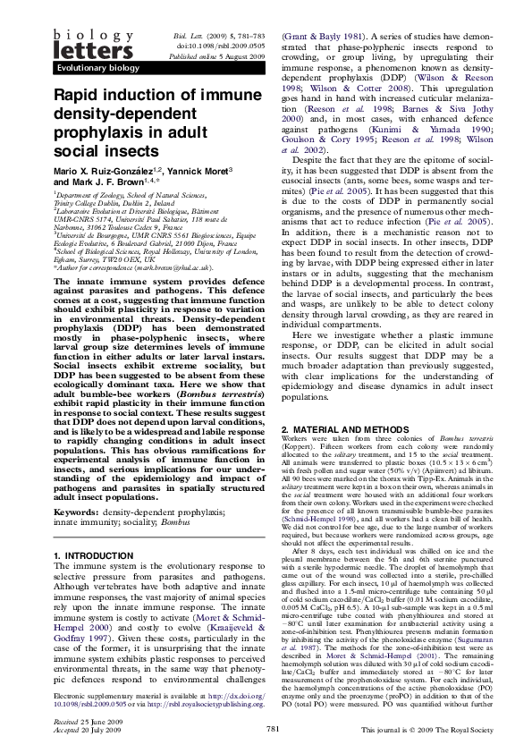 (PDF) Rapid induction of immune density-dependent prophylaxis in adult ...