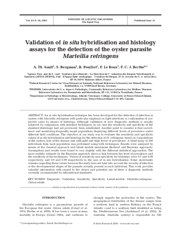 (PDF) Validation of in situ hybridisation and histology assays for the