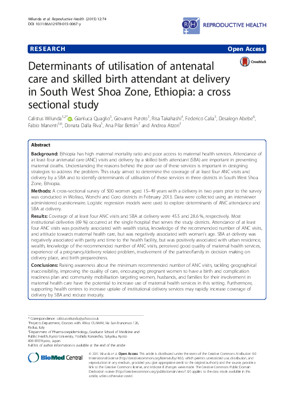 (PDF) Determinants of utilisation of antenatal care and skilled birth ...
