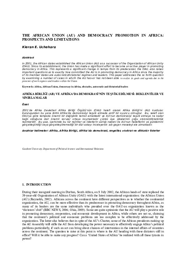 (DOC) ‘The African Union (AU) and Democracy Promotion in Africa ...