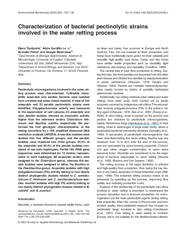 (PDF) Characterization of bacterial pectinolytic strains involved in ...