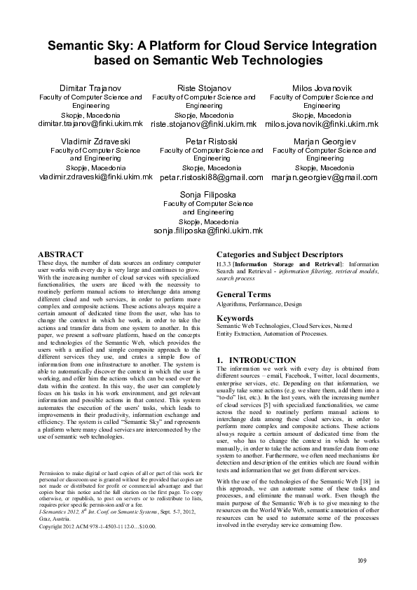 (PDF) Semantic Sky: A Platform for Cloud Service Integration based on ...
