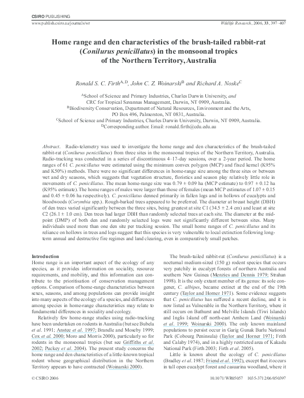 (PDF) Home range and den characteristics of the brush-tailed rabbit-rat ...