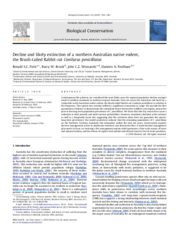 (PDF) Decline and likely extinction of a northern Australian native ...