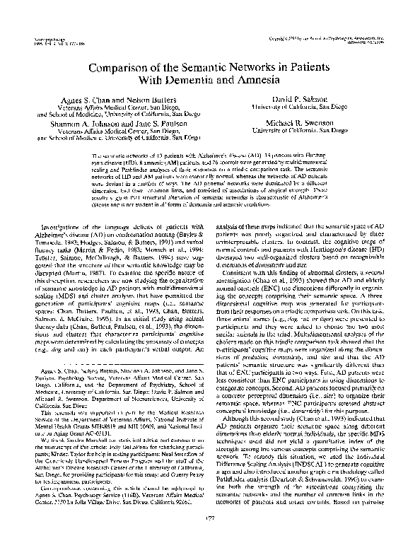 (PDF) Comparison of the semantic networks in patients with dementia and ...
