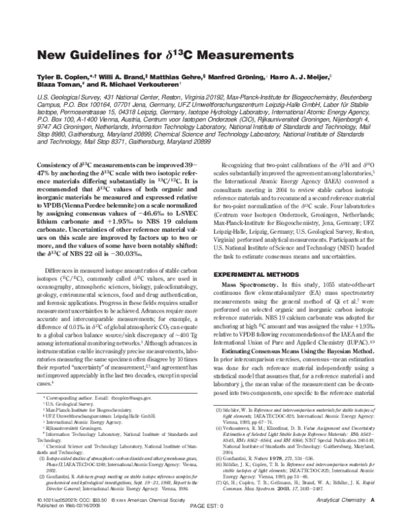 (PDF) New Guidelines for δ 13 C Measurements Matthias Gehre and H. A