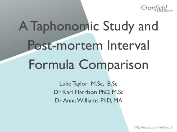 (PDF) A Taphonomic Study and Post-mortem Interval Formula Comparison