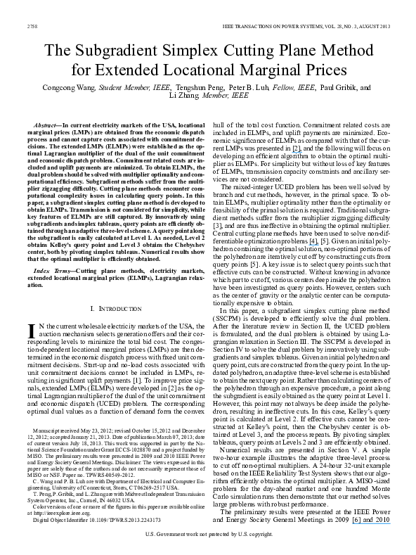 (PDF) The Subgradient Simplex Cutting Plane Method for Extended ...