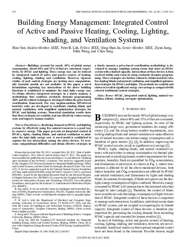 (PDF) Building Energy Management Integrated Control of Active and