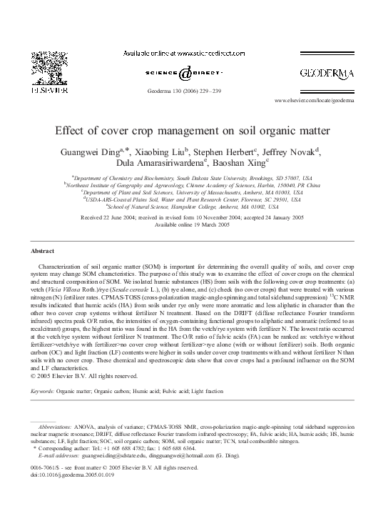 (PDF) Effect of cover crop management on soil organic matter