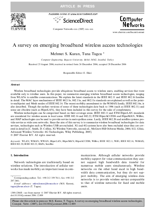 (PDF) A survey on emerging broadband wireless access technologies