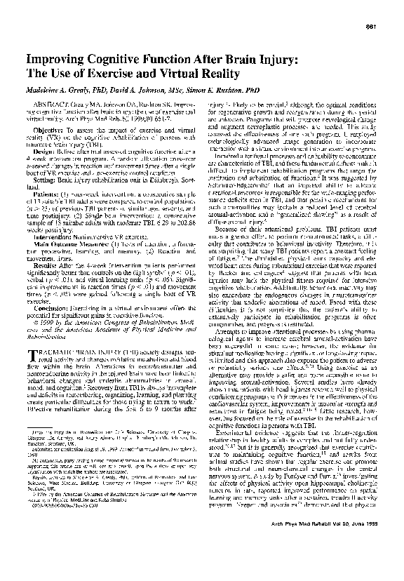 (PDF) Improving Cognitive Function After Brain Injury: The Use of ...