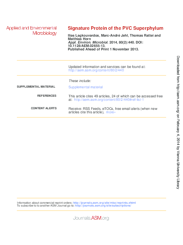(PDF) Signature Protein of the PVC Superphylum