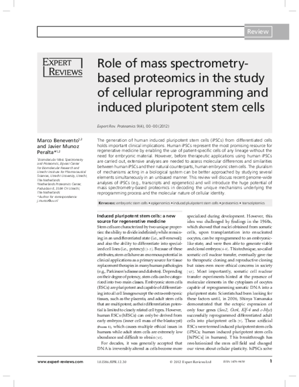 (PDF) Role of mass spectrometry-based proteomics in the study of ...