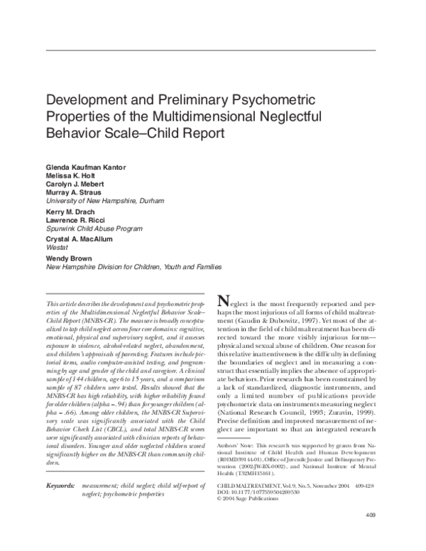 (PDF) Development and preliminary psychometric properties of an ...
