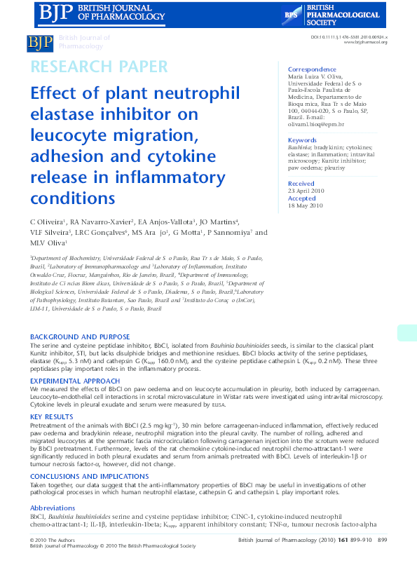 (PDF) Effect of plant neutrophil elastase inhibitor on leucocyte ...