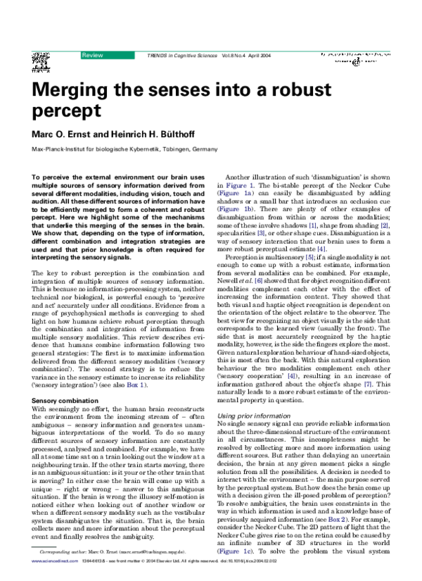 (PDF) Merging the senses into a robust percept