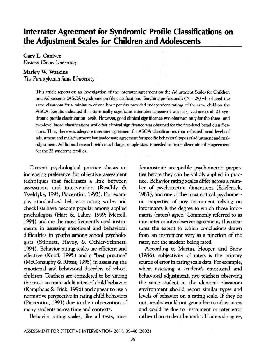 (PDF) Interrater Agreement for Syndromic Profile Classifications on the ...