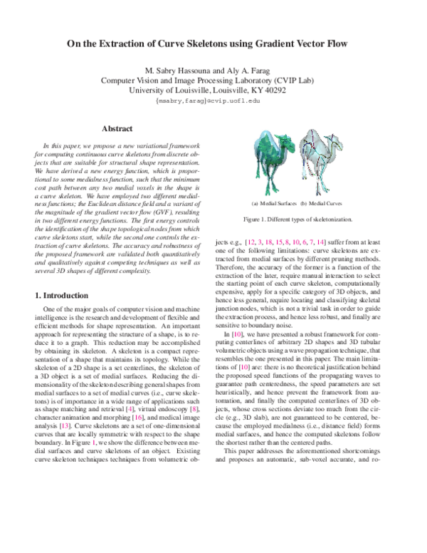 (PDF) On the Extraction of Curve Skeletons using Gradient Vector Flow