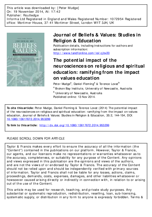 (PDF) The potential impact of the neurosciences on religious and ...