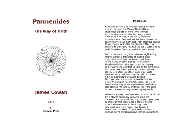 Parmenides: The Way of Truth - Prologue