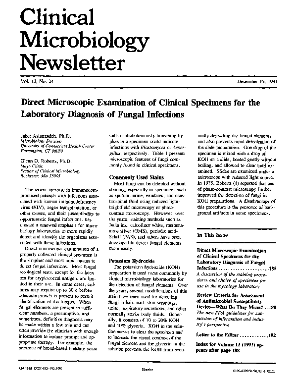 (PDF) Direct microscopic examination of clinical specimens for the