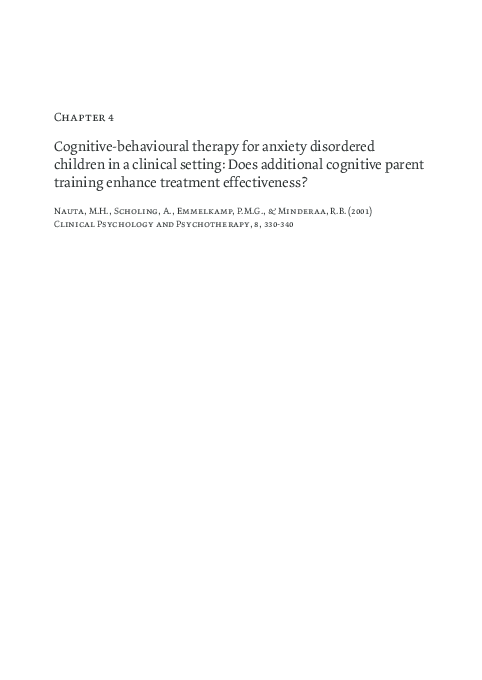 (PDF) Cognitive-behavioural therapy for anxiety disordered children in ...