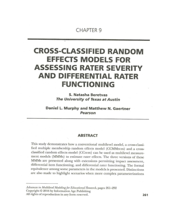 (PDF) Cross‐classified Random Effects Models for Assessing Rater ...