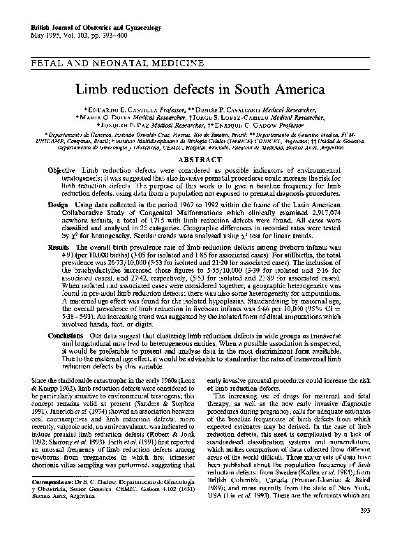 (PDF) Limb reduction defects in South America