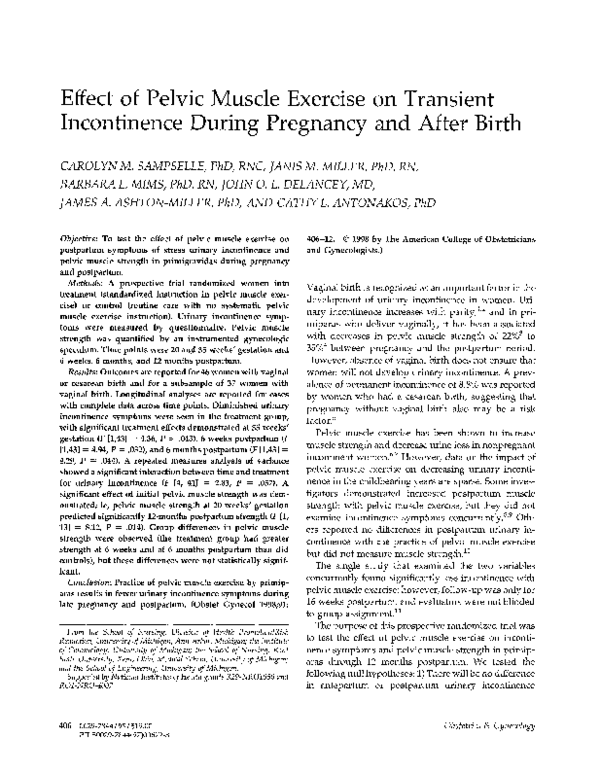 Pdf Effect Of Pelvic Muscle Exercise On Transient Incontinence