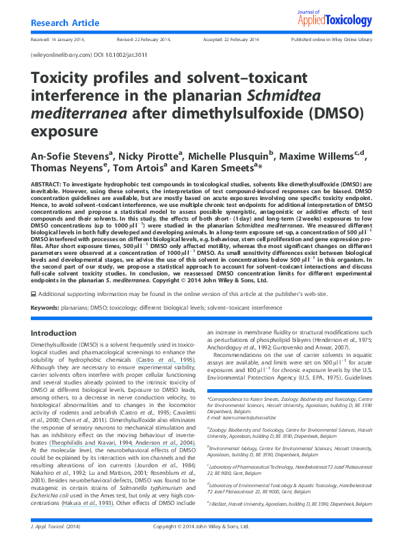 (PDF) Toxicity profiles and solvent-toxicant interference in the ...