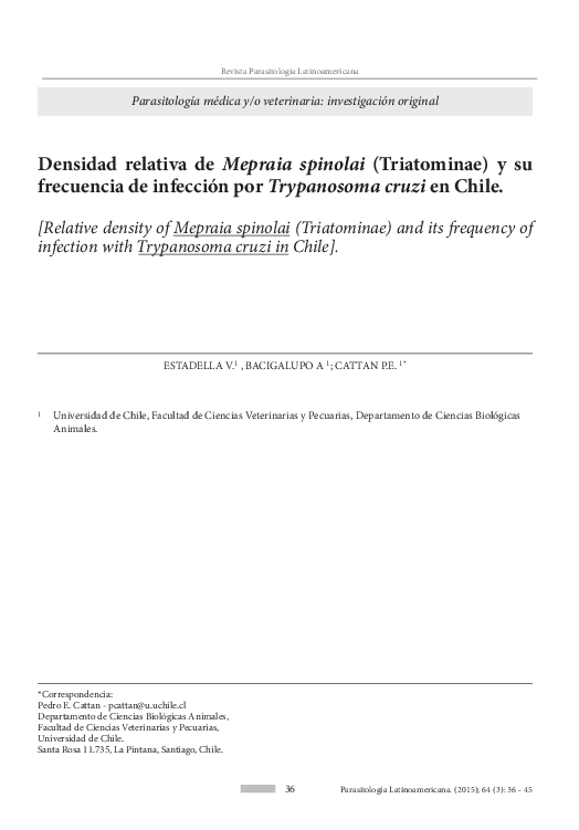 (PDF) Densidad relativa de Mepraia spinolai (Triatominae) y su
