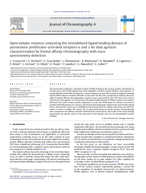 (PDF) Open tubular columns containing the immobilized ligand binding