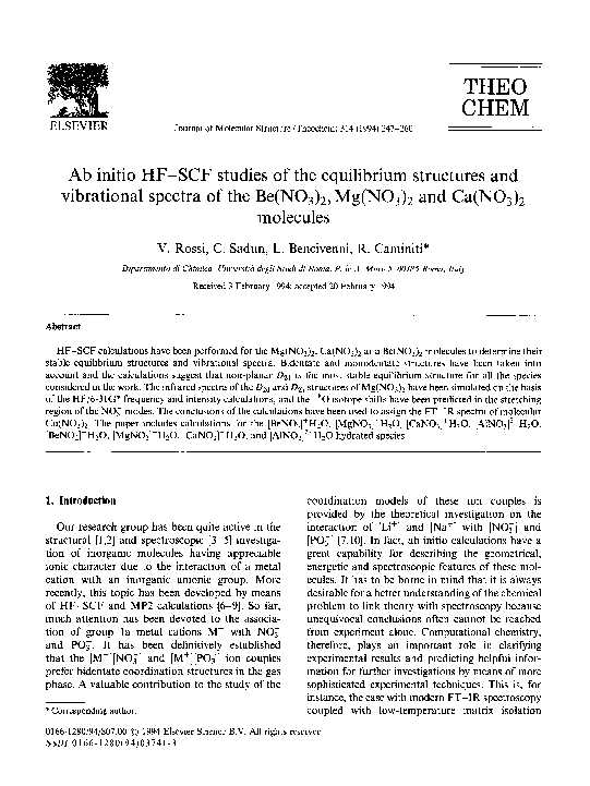 (PDF) Ab initio HF-SCF studies of the equilibrium structures and ...