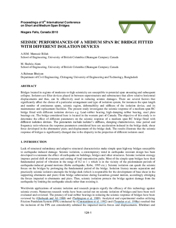 (PDF) Seismic performances of a Medium Span RC Bridge fitted with ...