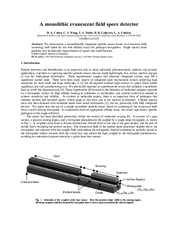 (PDF) A monolithic evanescent field spore detector