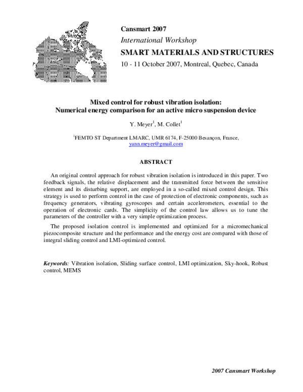 (PDF) Mixed control for robust vibration isolation: numerical energy ...