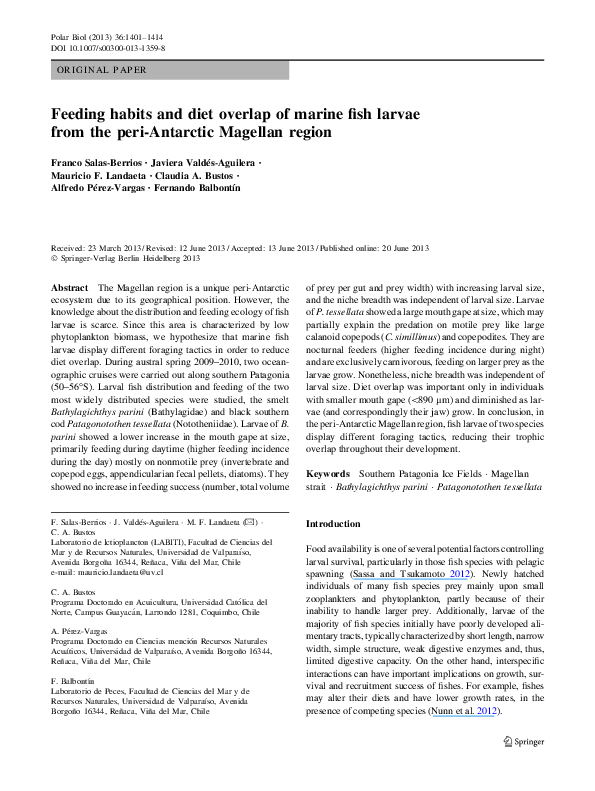 (PDF) Feeding habits and diet overlap of marine fish larvae from the ...
