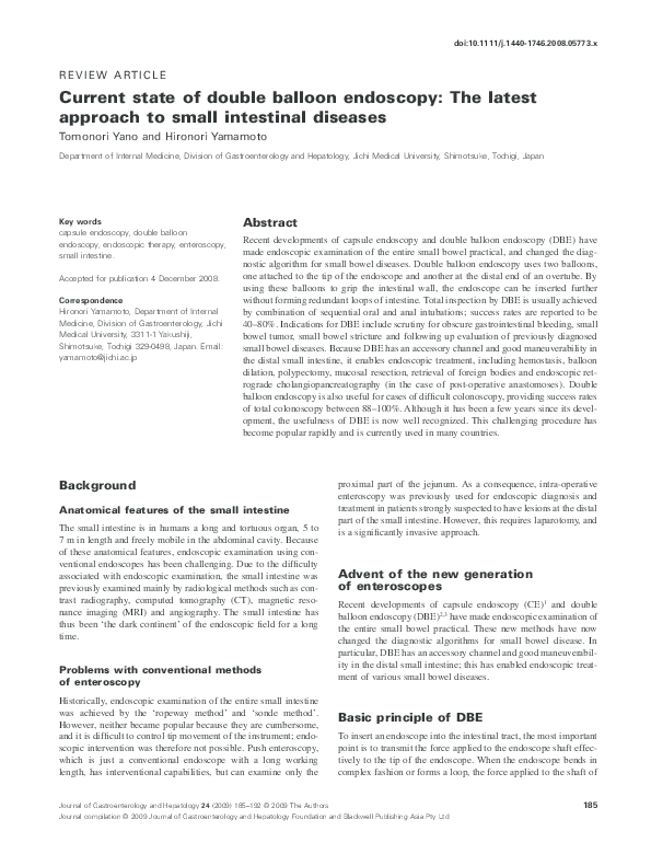 (PDF) Current state of double balloon endoscopy: The latest approach to ...