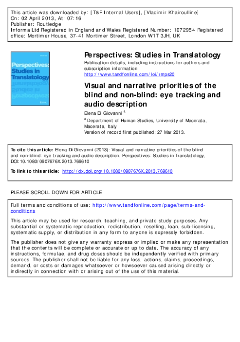 (PDF) Visual and narrative priorities of the blind and non-blind: eye ...