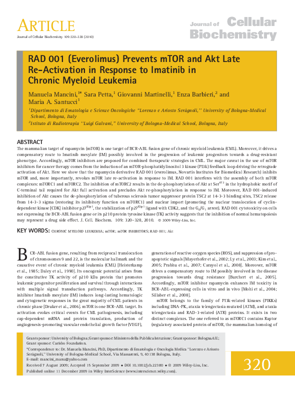 (PDF) RAD 001 (everolimus) prevents mTOR and Akt late re-activation in ...